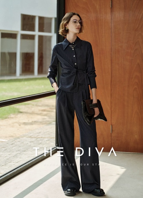 Women's Striped Tie-Waist Shirt and Wide-Leg Pants Set - Elegant and Stylish 1 Women's Striped Tie-Waist Shirt and Wide-Leg Pants Set - Elegant and Stylish