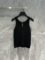 Chanel Clothing Tank Tops&Camis Black White Cotton Knitting