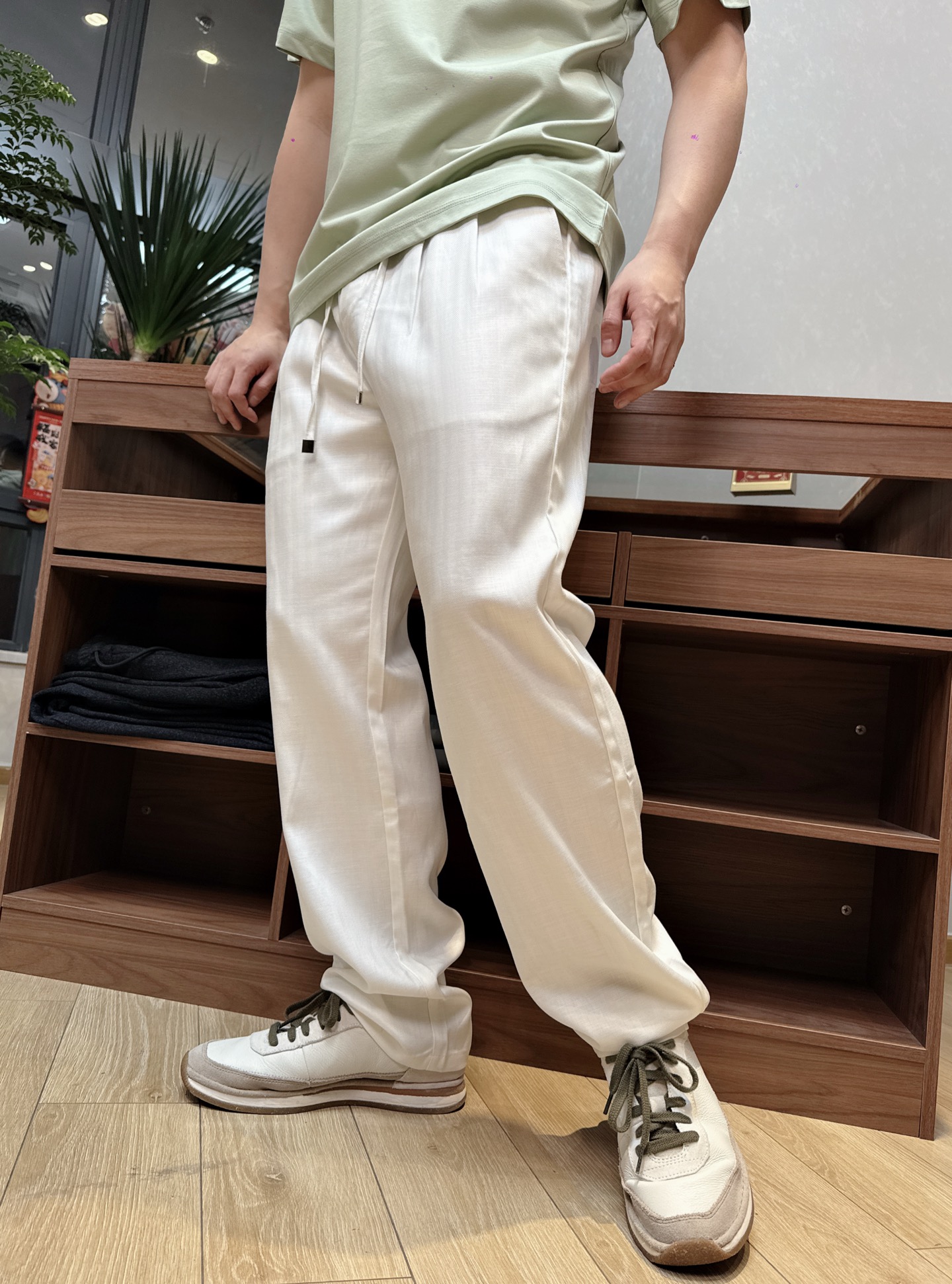 ZZ暗纹天丝亚麻休闲裤.
