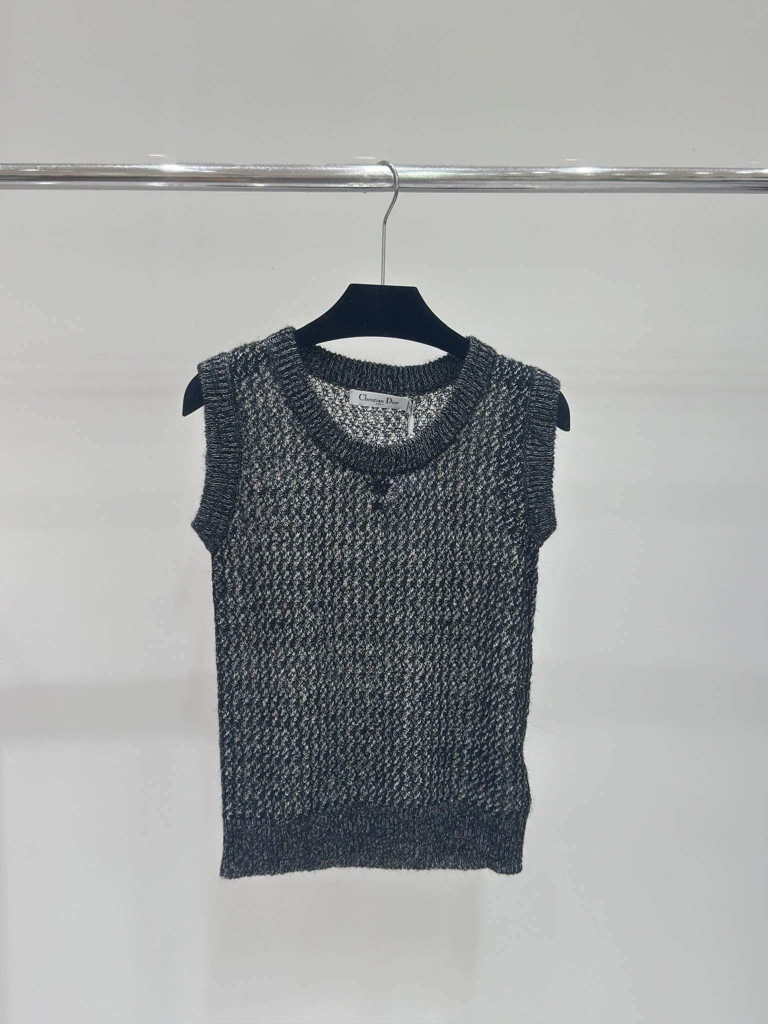 Dior Kleidung Tank-Top Schwarz Stickerei Stricken Frühling/Sommer Kollektion