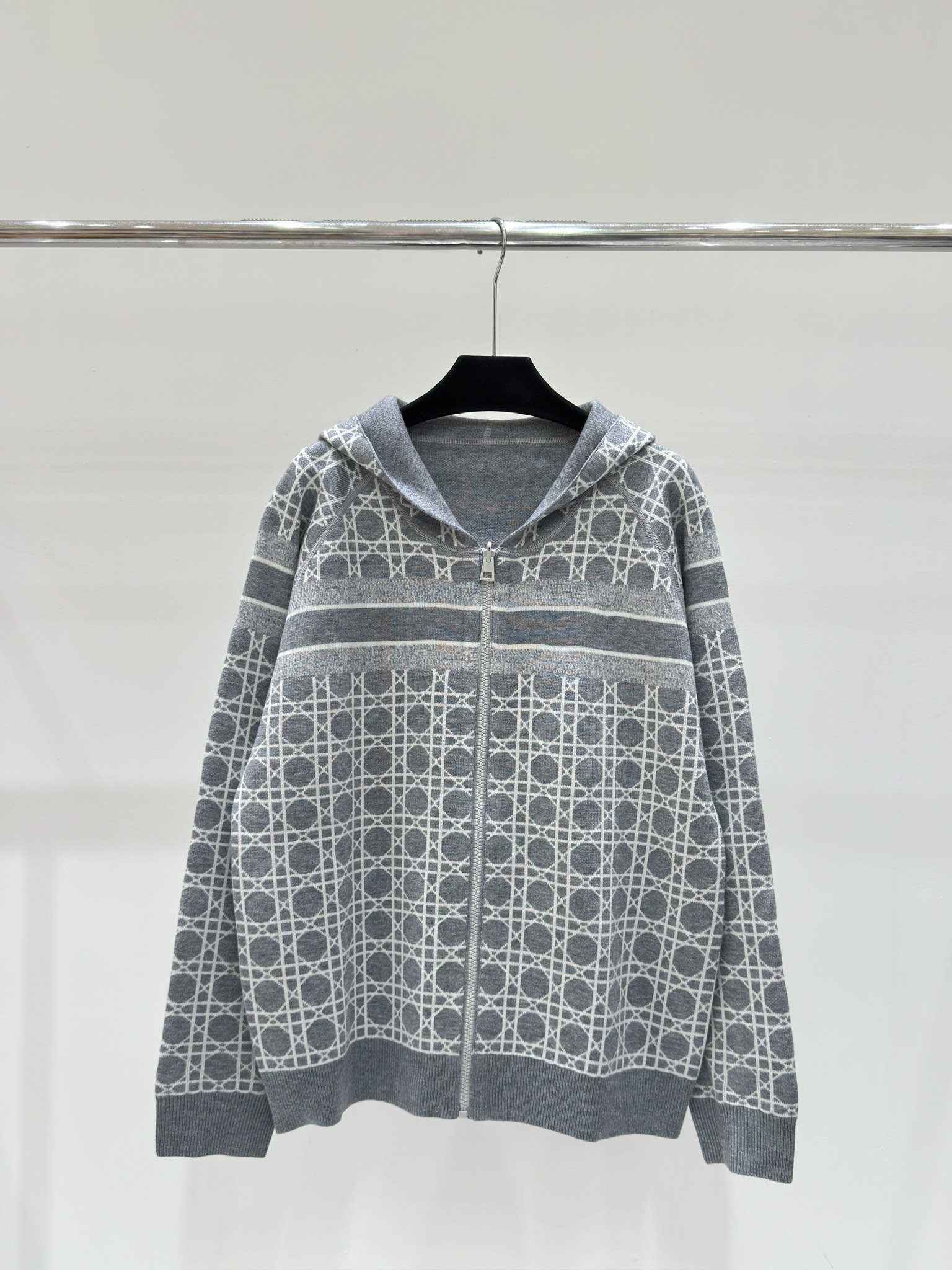 Dior Clothing Cardigans Blue Grey Printing Fall Collection Hooded Top