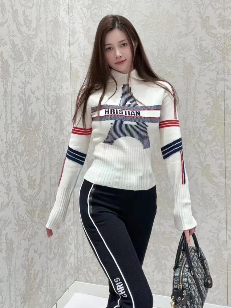 Dior Clothing Sweatshirts Best Replica
 Grey White Knitting Fall Collection Long Sleeve