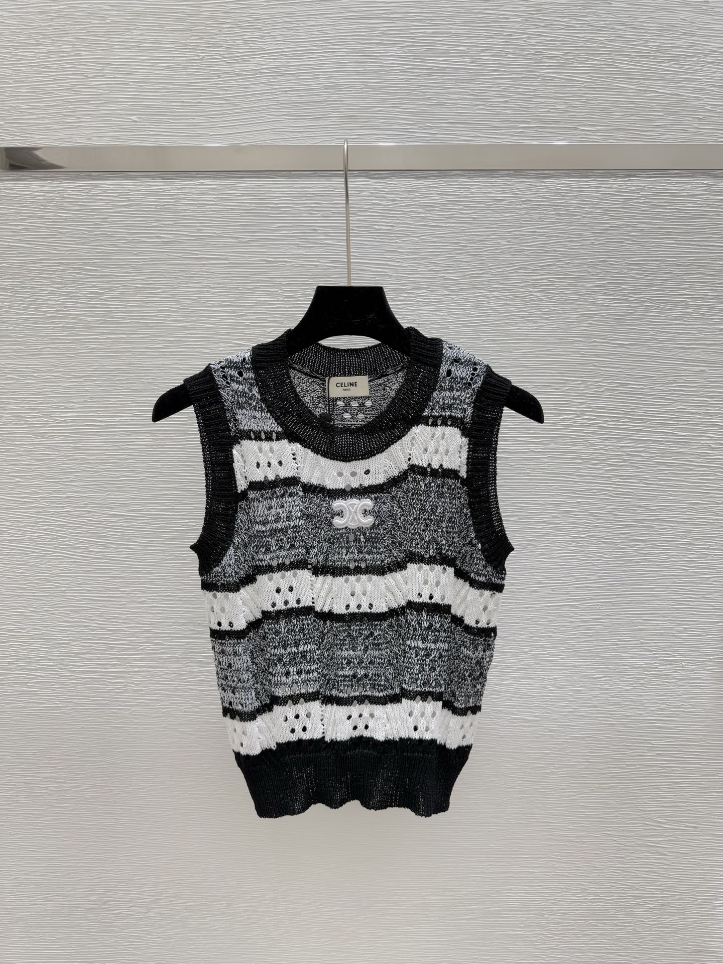 NO:434849,CH Home Summer New Style Striped Hollow Knitted Vest Color Gray Size 36.38.40, Alexander Wang19860909CH家 夏季新款 条纹镂空针织背心 颜色灰色 尺码36.38.40,,alexander wang,Women's clothing