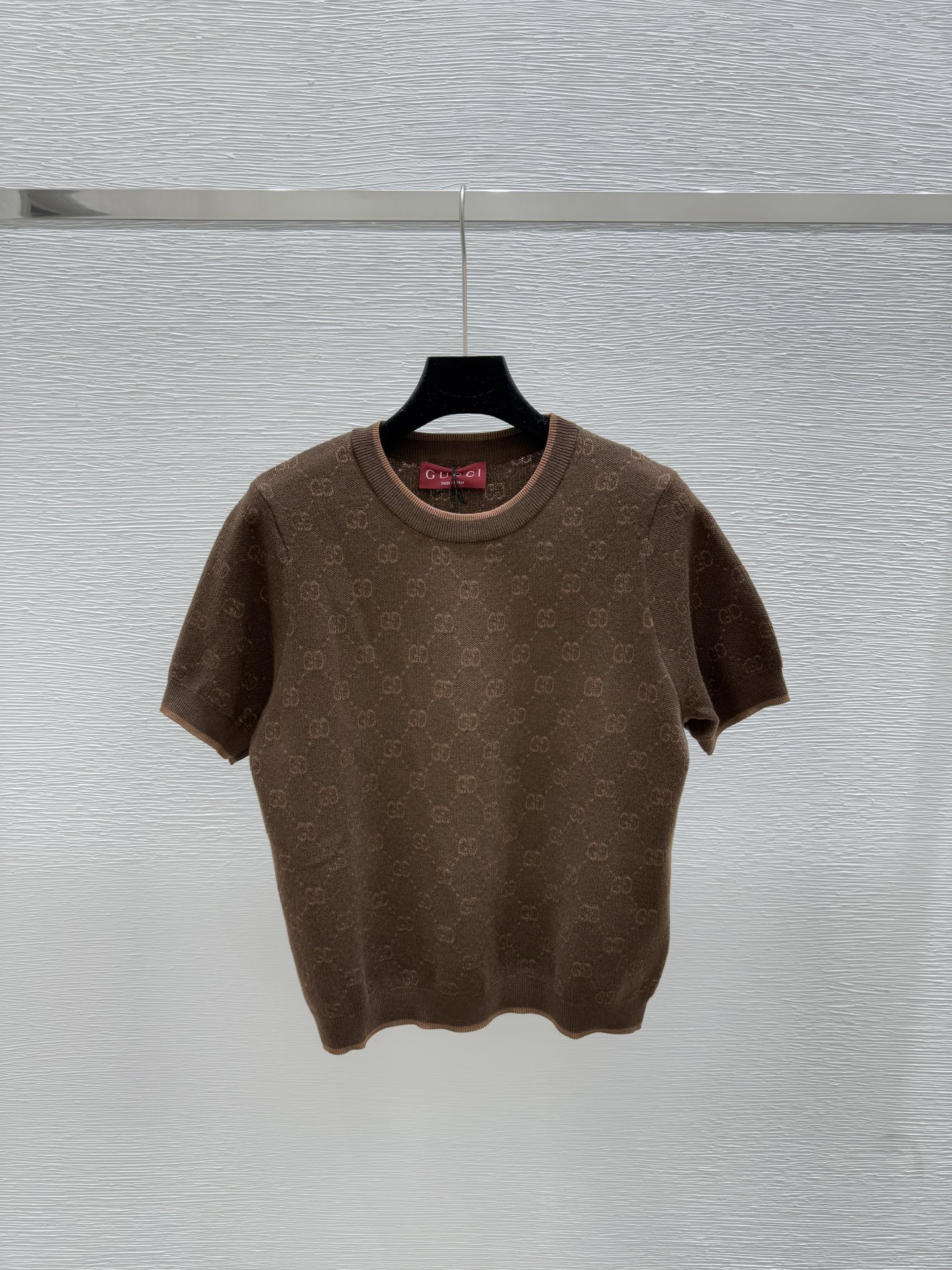 NO:434859,G Home New Summer Presbyterian Logo Knitted Short Sleeve Color Coffee Size 36.38.40, gucci, T-shirt, alexander wang19860909G家 夏季新款 老花logo针织短袖 颜色咖色 尺码36.38.40,,gucci,T-shirt,alexander wang,Women's clothing