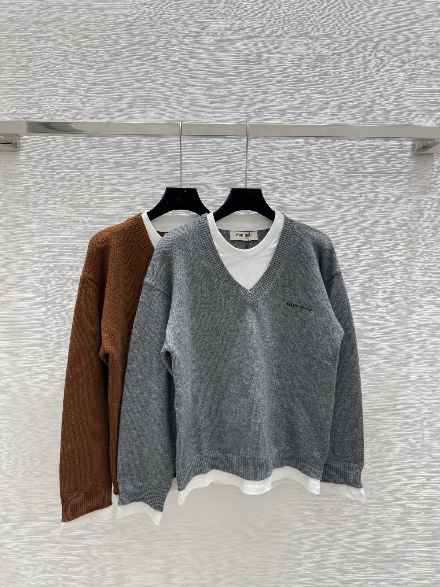 NO:450094,M Home Early Autumn New Long Fake Two-Piece Knitted Long Sleeve Color Gray Coffee Size 36.38.40, Alexander wang19860909M家 早秋新款长款假两件针织长袖 颜色灰色 咖啡 尺码36.38.40,,alexander wang,Women's clothing