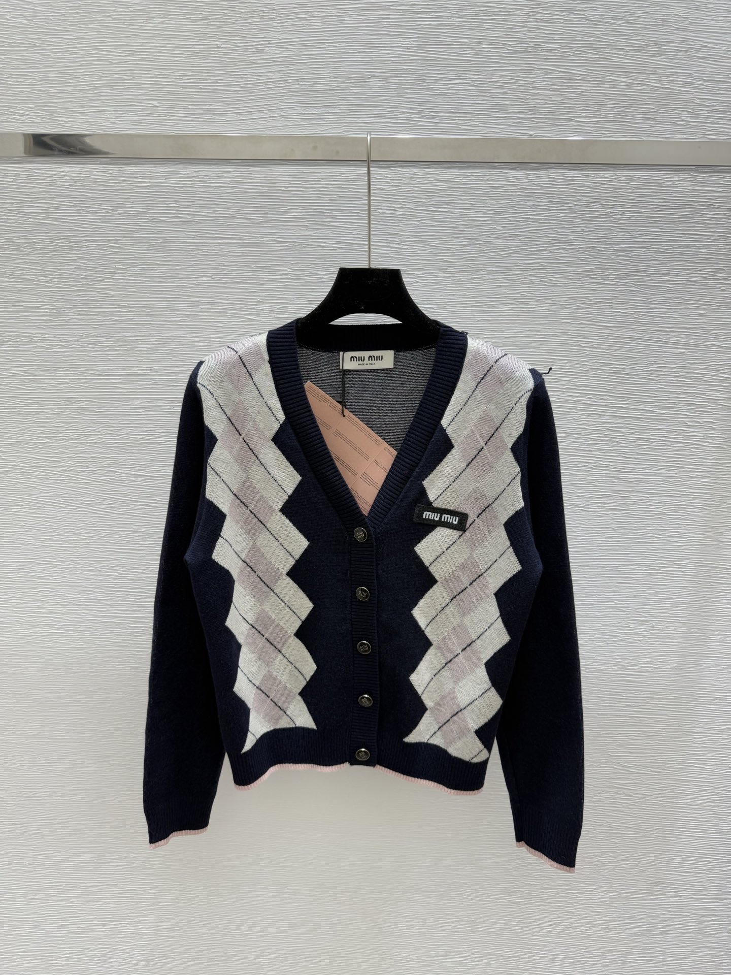 NO:464163,M Home Early Autumn New Plaid Striped V-neck Knitted Long Sleeve Cardigan Color Royal Blue Size 36.38.40, Alexander wang19860909M家 早秋新款 格子条纹V领针织长袖开衫 颜色宝蓝 尺码36.38.40,,alexander wang,Women's clothing