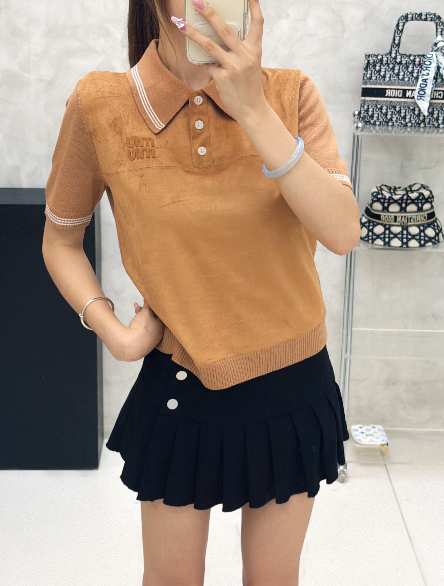 🆕M家🆕 春夏新款 撞色翻领简约针织短袖颜色：卡其 灰色尺码：36.38.40