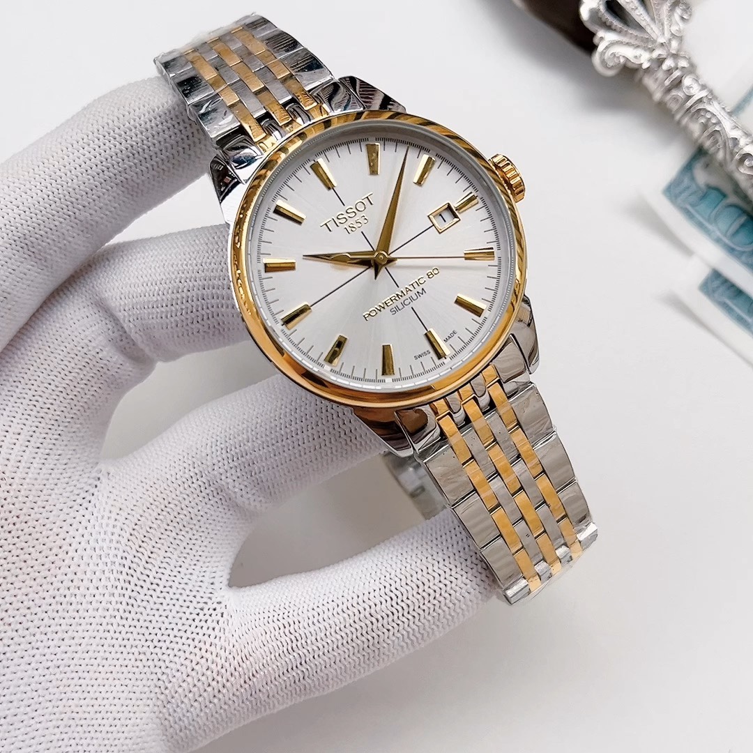 Tissot Powermatic 80 Silicium Two-Tone Stainless Steel Men's Watch - wtch10