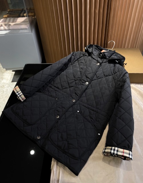 Burberry Women's Black Diamond Quilted Detachable Hooded Cotton Coat 1 Burberry Women's Black Diamond Quilted Detachable Hooded Cotton Coat