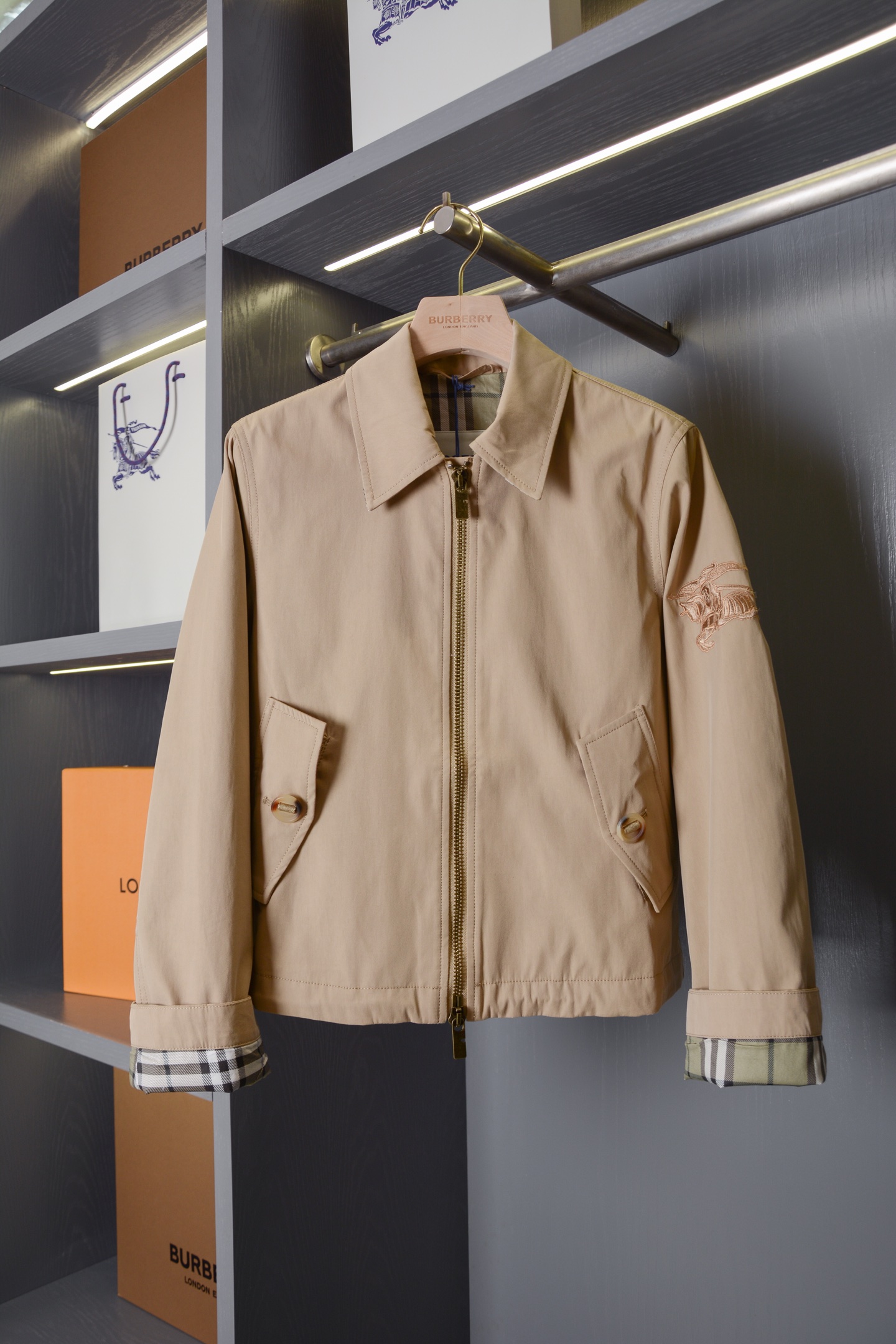 Burberry Check Trim Zip Jacket