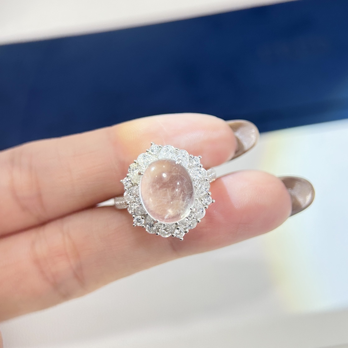  
A3082 👑【富婆系列 】水沫玉 玉髓蛋面戒指 玉石蛋面镶嵌 通体S925打造 高端大气 送礼最佳