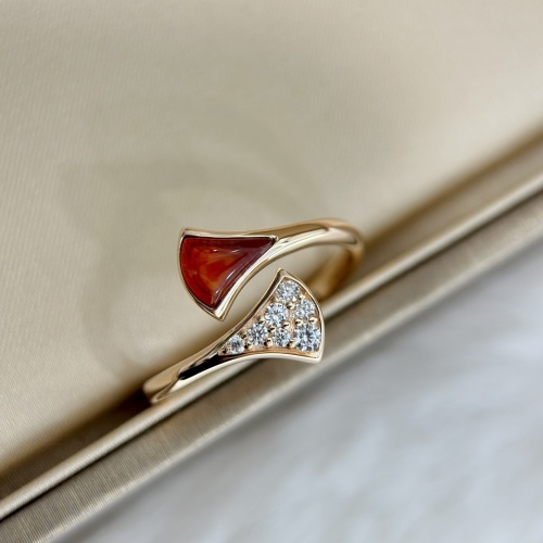 Bvlgari DIVA Series Red Agate Open Ring with Cubic Zirconia Accents 1 Bvlgari DIVA Series Red Agate Open Ring with Cubic Zirconia Accents