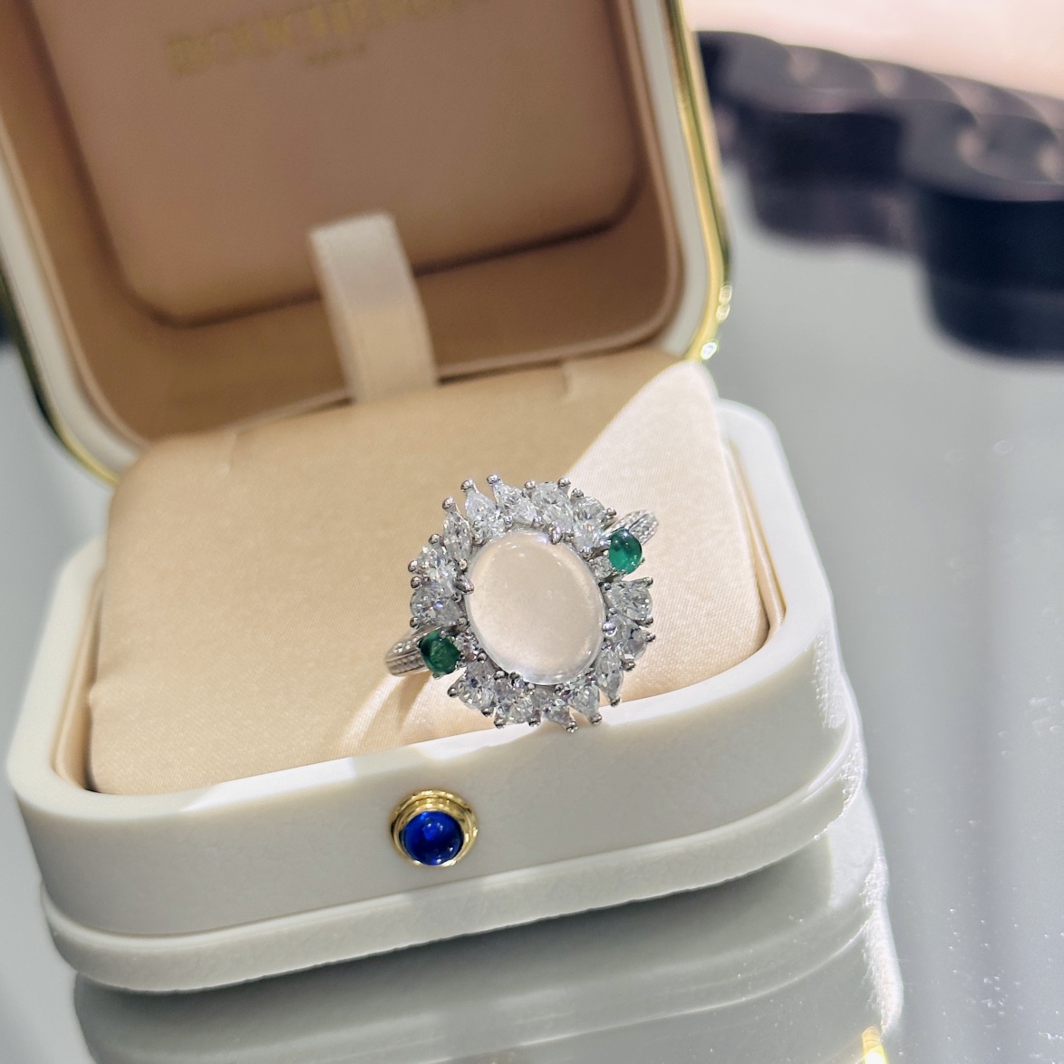 
A3567 👑【富婆系列 】水沫玉 玉髓蛋面 戒指 玉石蛋面镶嵌 通体S925打造 高端大气 送礼最佳