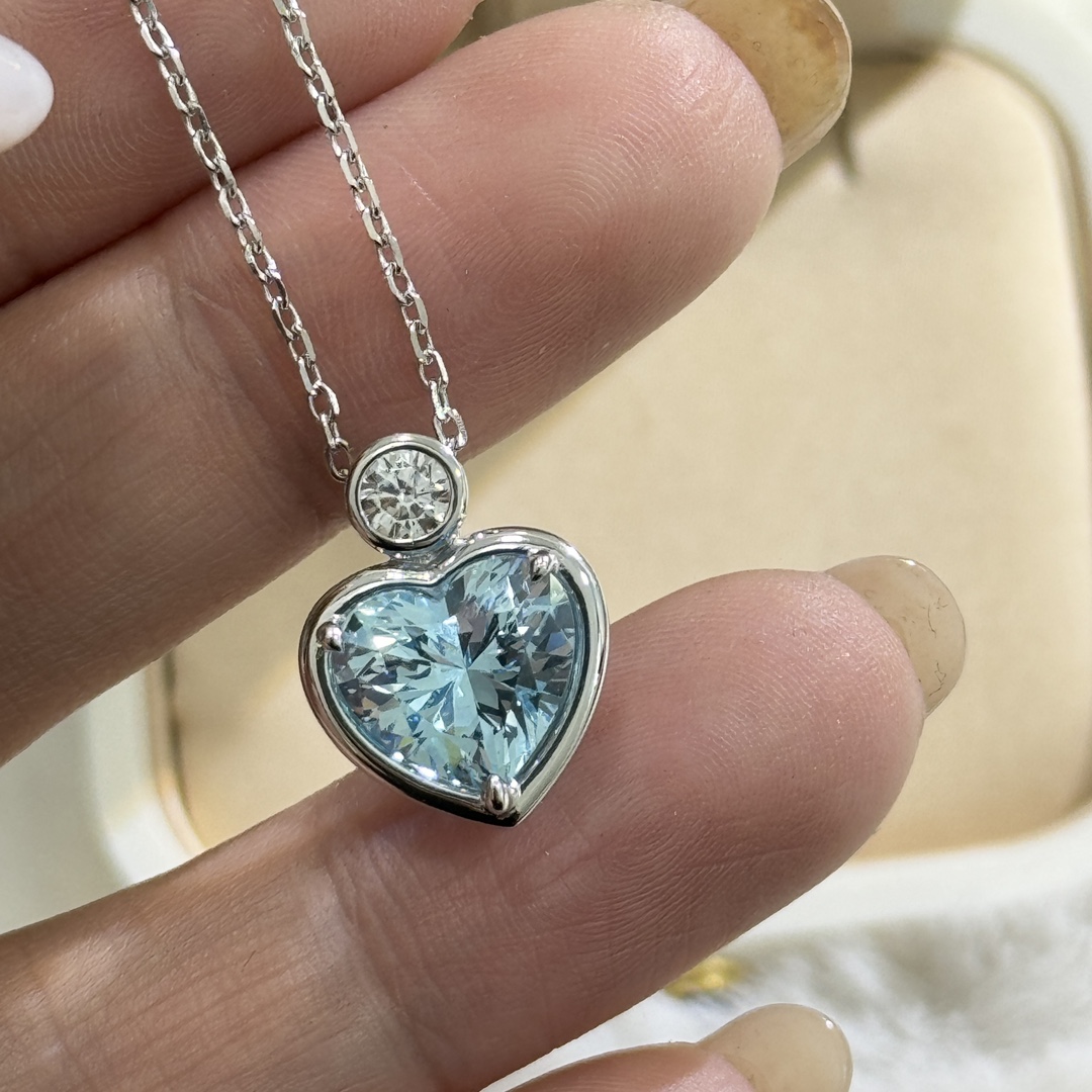 
A3639 🌊海洋之心钻石 爱心 蓝宝石💎 项链 💙 这款简直要360度地夸奖一下亲亲亲亲 爱心款做的