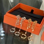 Hermes Jewelry Earring Platinum Rose Gold 925 Silver Chains