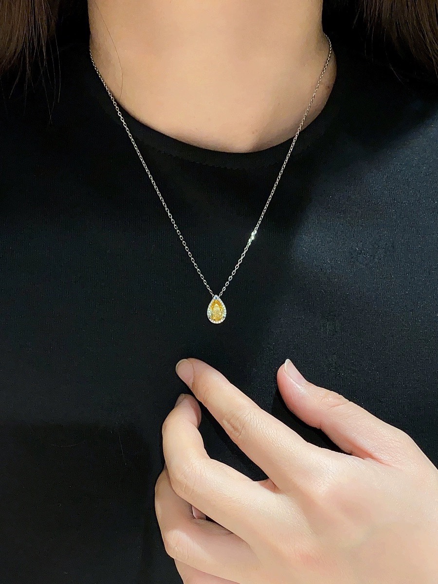  C639 👑De家  新款 水滴💧 中鹅黄 套装 精选德国进口s925纯银材质电镀厚金 5A高碳钻 无