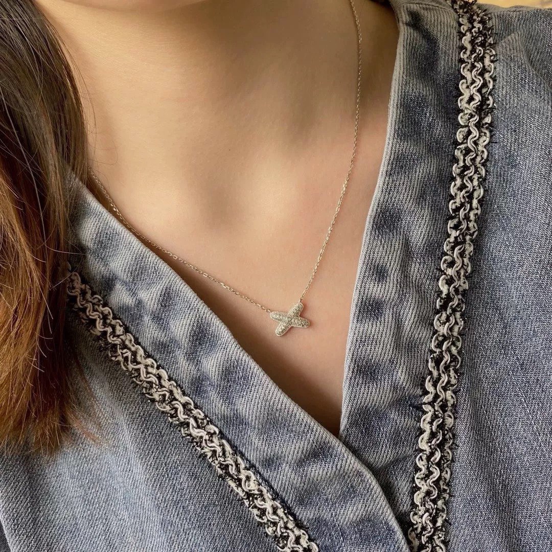 Balenciaga A0927 巴黎 Liens缘系 交叉 满钻 项链 最最最 耐看的款式没有之一 精选德国进口s925纯银材质电镀厚金 温婉动人气质爆棚 白金玫瑰金 电镀升级1