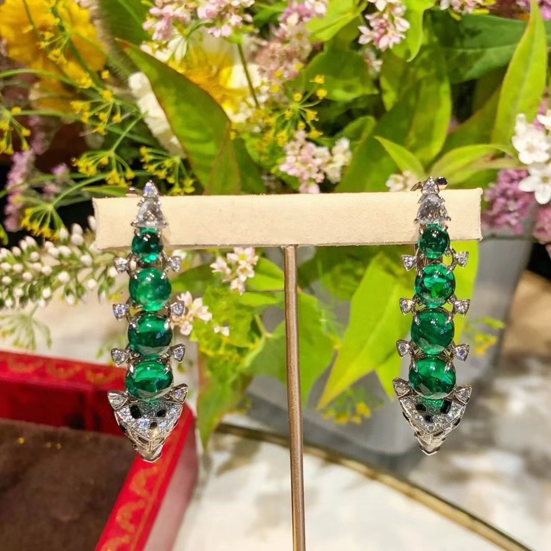 
A4340   👑大牌新款 祖母绿 豹纹 耳环 真心非常令人心动的设计~ 大牌时髦感💌超级推荐  很重