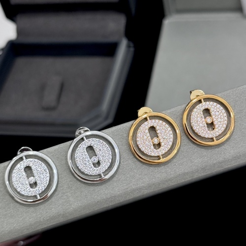 Messika Move Uno Pavé Diamond Stud Earrings, 925 Sterling Silver, Gold Plated