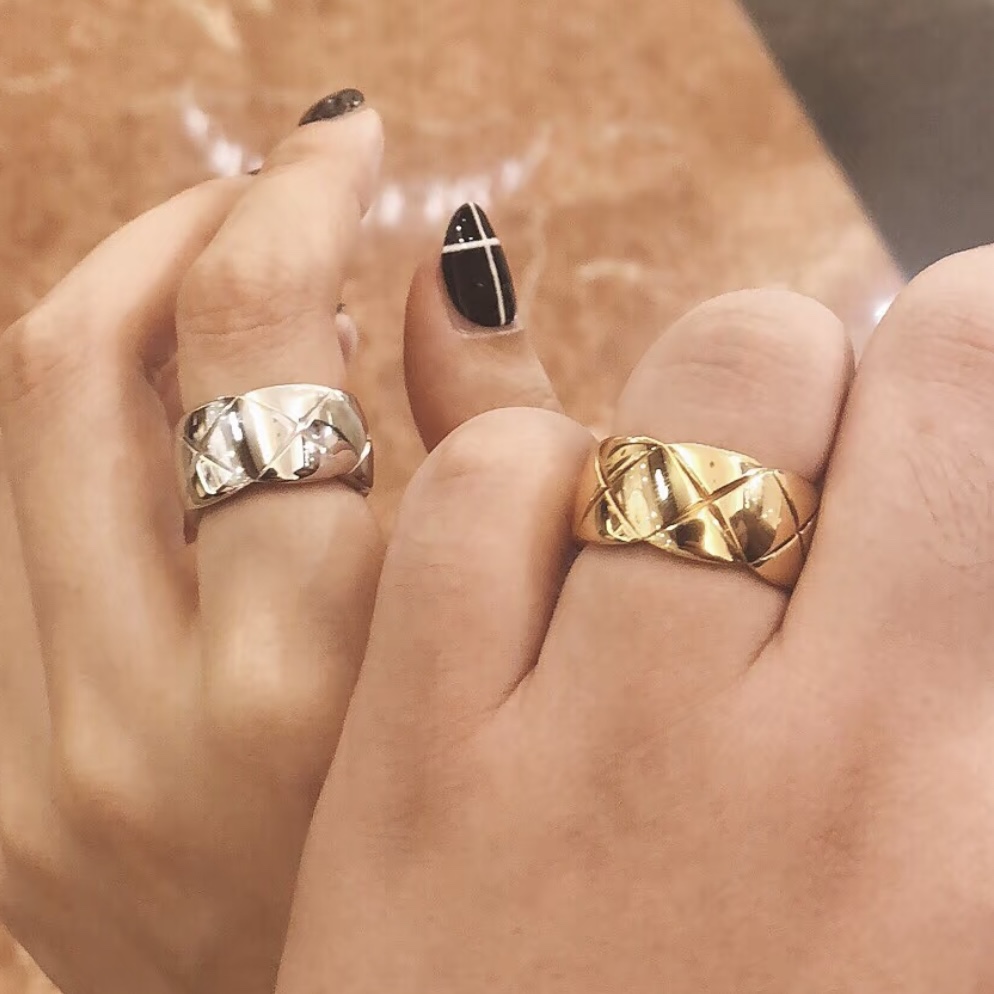 CNC版本 小香 经典款 菱格 光面 宽版戒指 💍定制925纯银 实拍珠宝coco crush 4