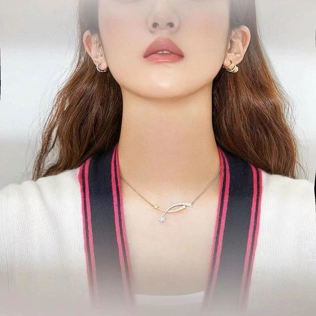 
A4936 👑小香 comete系列 流星交叉 双色项链 浪漫唯美 精选德国进口s925纯银材质电镀厚