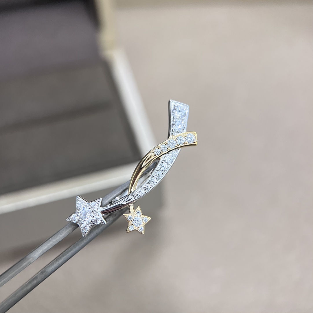 
A4892👑comete系列 流星交叉 双色戒指 浪漫唯美 精选德国进口s925纯银材质电镀厚金 高级