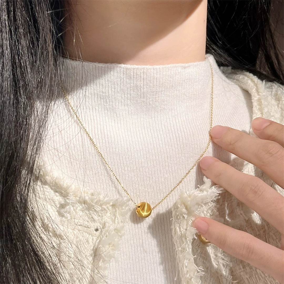 
A5097  👑 中古系列 猫眼 拉丝 珠珠 项链 立现惊喜🎉 选用进口S925纯银材质 表层进行拉丝