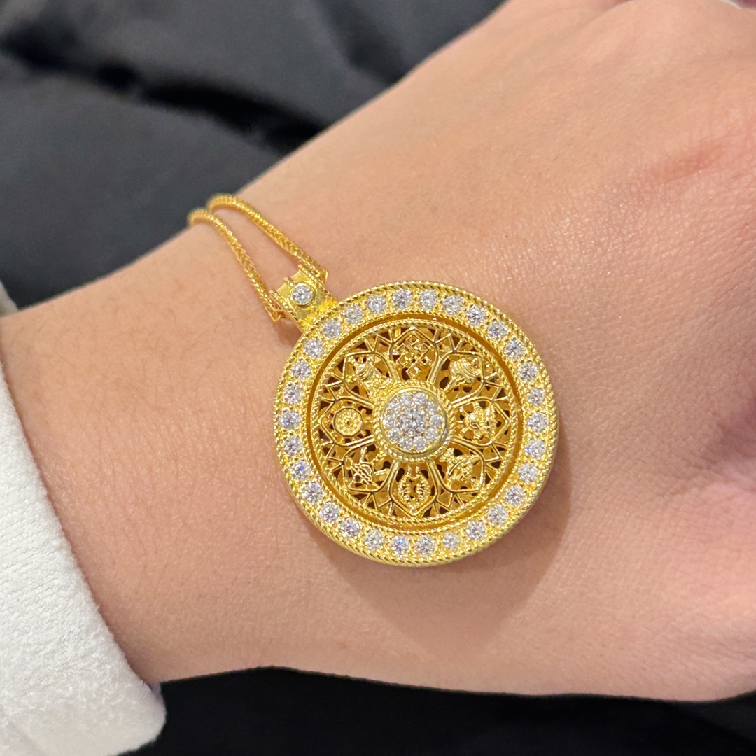 
A5233 👑 独立设计师款 新中式八宝罗盘转运吊坠项链女高级感轻奢小众毛衣链百搭秋冬配饰 老师傅手工