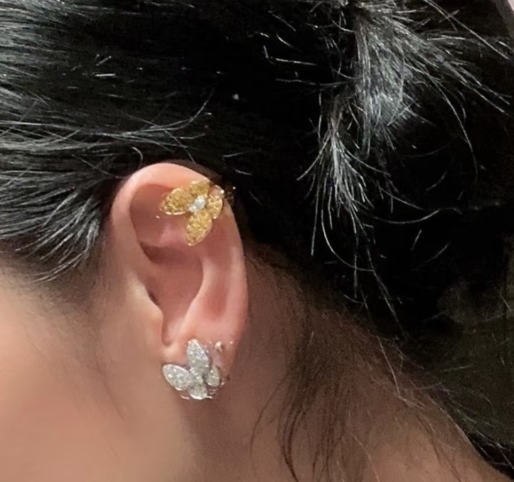 👑梵家 顶级  🦋钻石 蝴蝶 双色 满钻耳环 出货 高端镶嵌高碳钻 🐚 电镀18k金 专注于细节女神世界