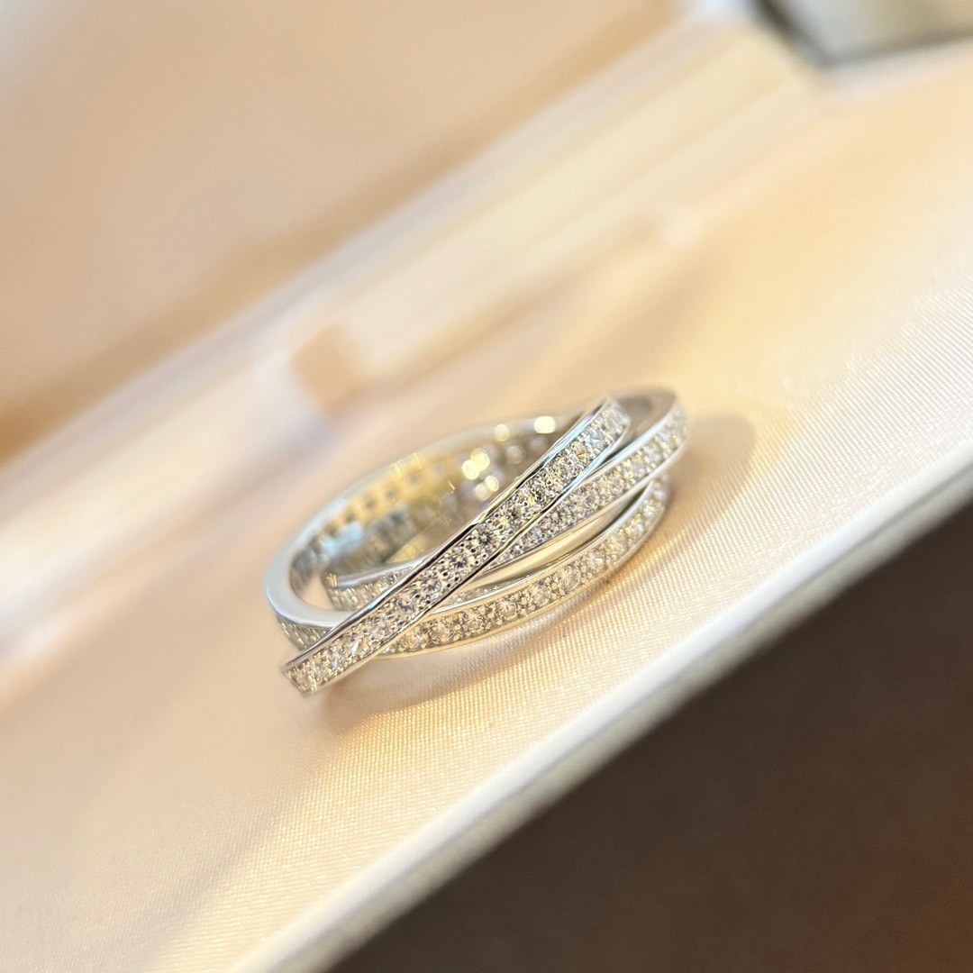 
A3566 🔅🔅马伊琍 同款 卡家 三环 满钻💎微镶镶钻戒指 💍高端 S925纯银材质定制 三合一 精