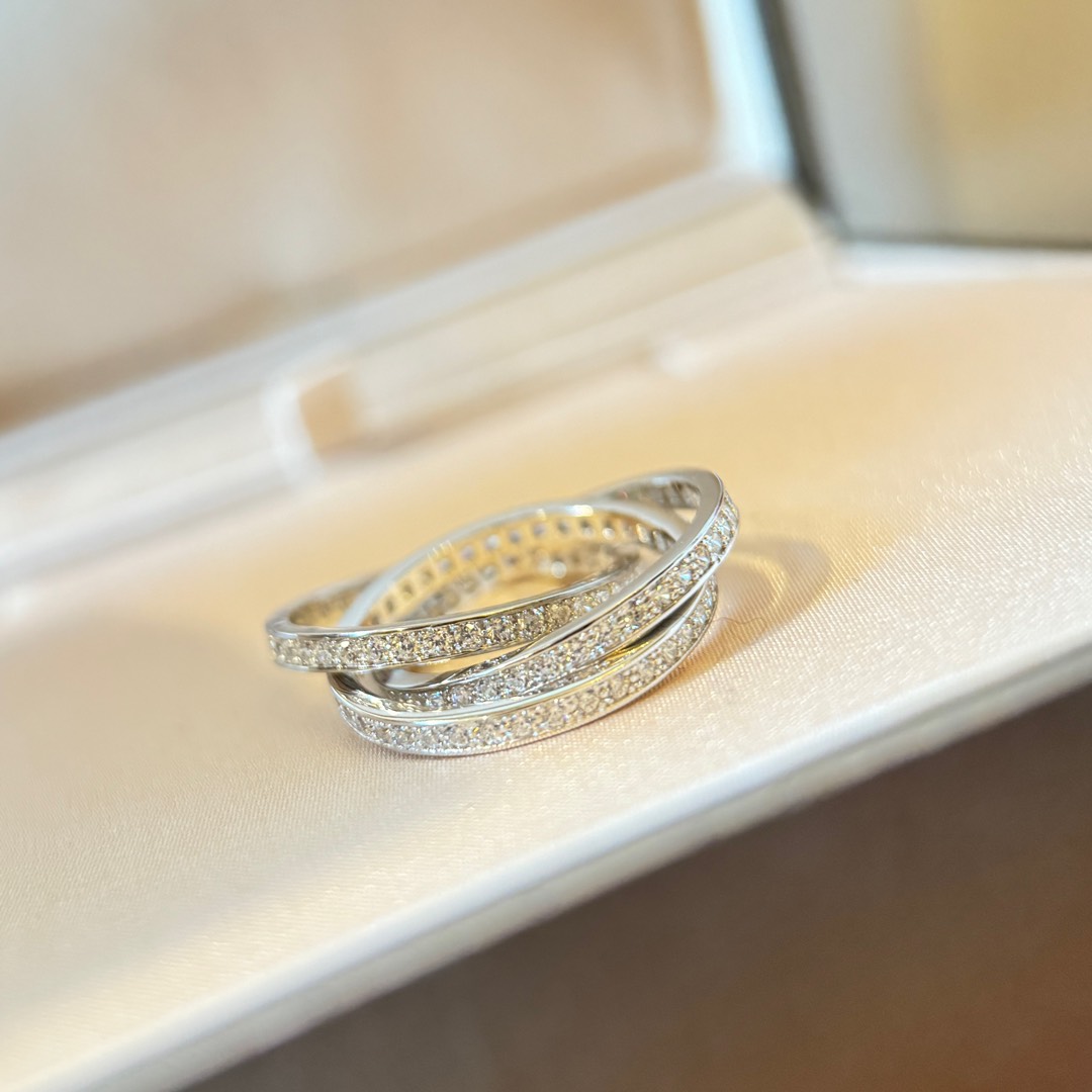 
A3566 🔅🔅马伊琍 同款 卡家 三环 满钻💎微镶镶钻戒指 💍高端 S925纯银材质定制 三合一 精