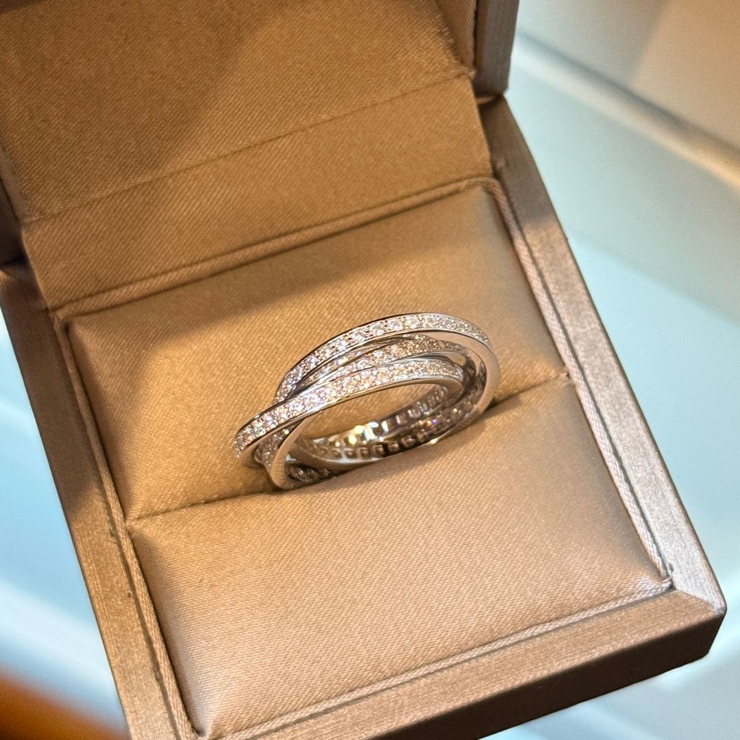 
A3566 🔅🔅马伊琍 同款 卡家 三环 满钻💎微镶镶钻戒指 💍高端 S925纯银材质定制 三合一 精