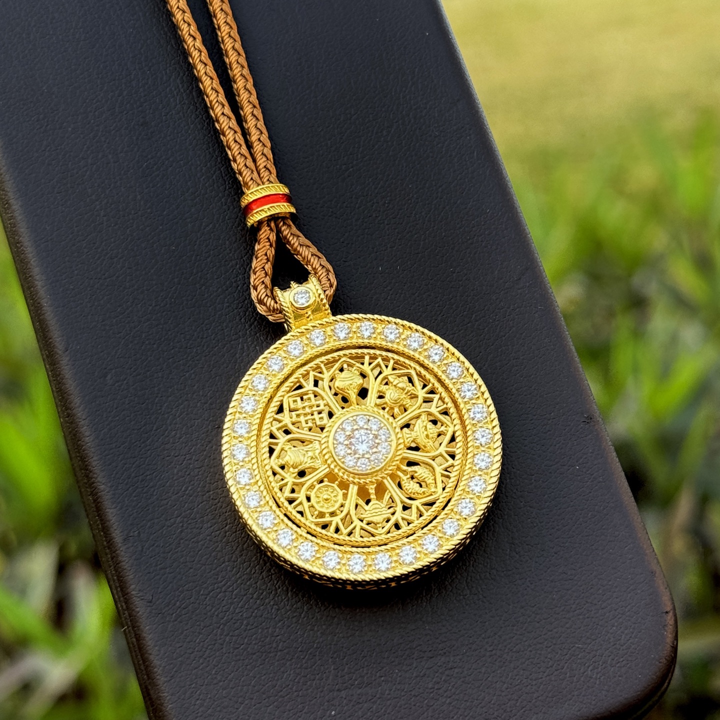 
A5745 👑 古法黄金工艺  八宝罗盘 转动 如意绳 项链 新中式高级感时来运转古法黄金点钻 S92