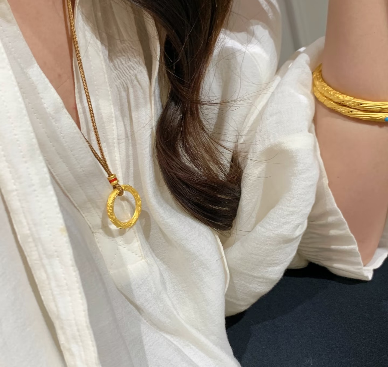  
A5598 👑 古法黄金工艺 新品爆款 哪吒同款乾坤圈 如意绳项链 细节超级在线别特适合日常佩戴 喜