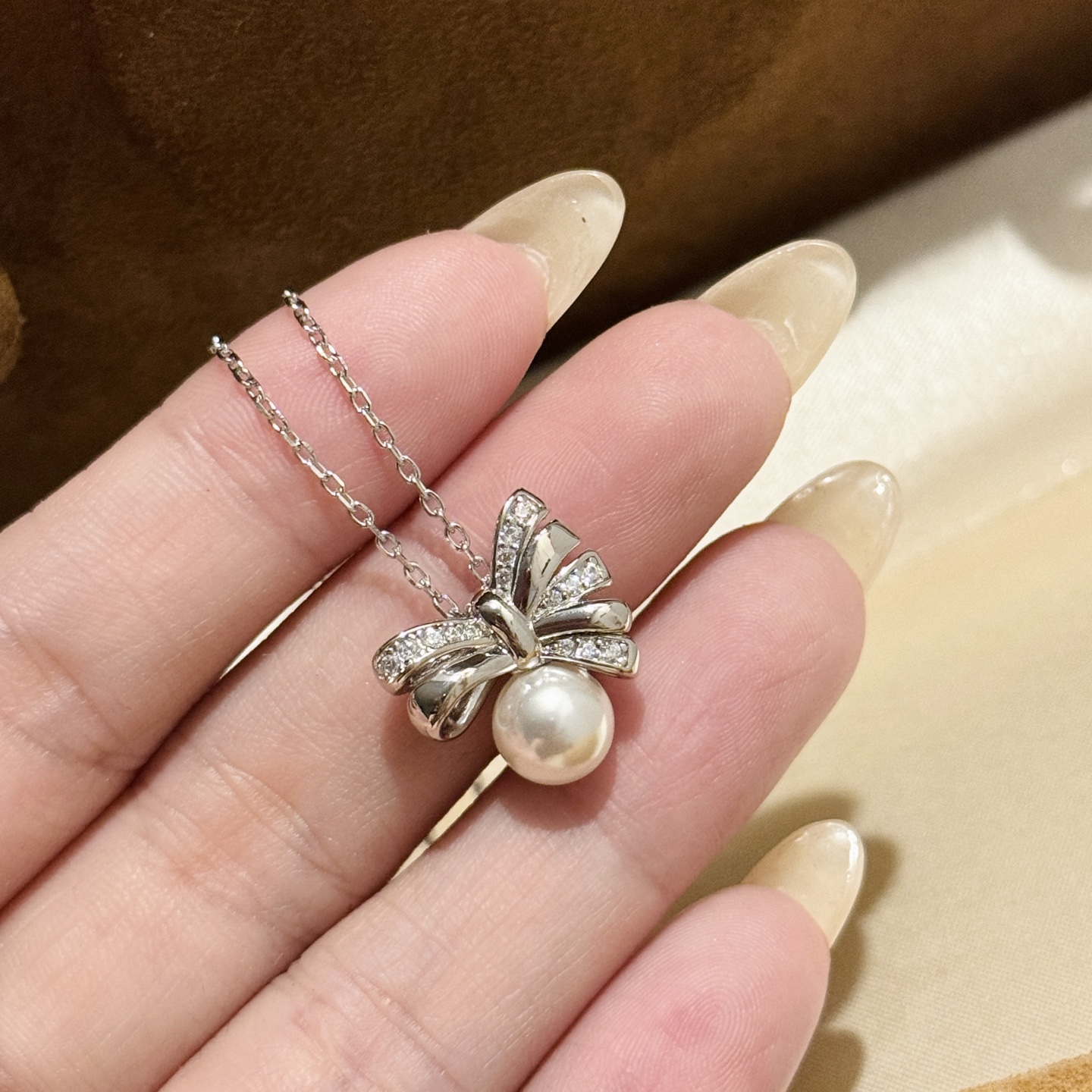 
A4984 🎀蝴蝶结 珍珠 项链🩷甜美少女心爆棚 新款优雅高贵气质💝减龄神器 半钻蝴蝶结💗夏日必备单品