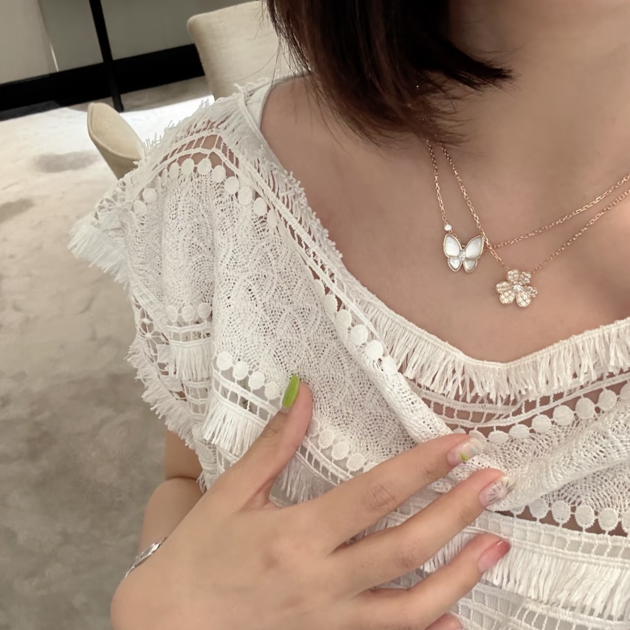 A2026 👑 【纯银精工版】温柔感拉满的全钻 爆款☘️三叶草 大号项链，精致小女人款锁骨项链，质感十足
