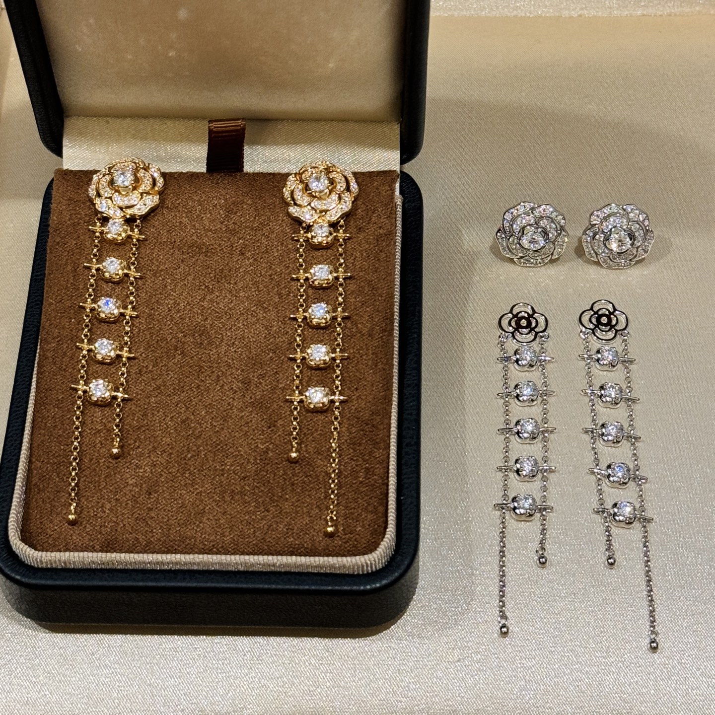 A5903 高级珠宝 钻石 山茶花 流苏耳环 全系列都特别美，choker 手链 耳环，一套闭眼入 通体