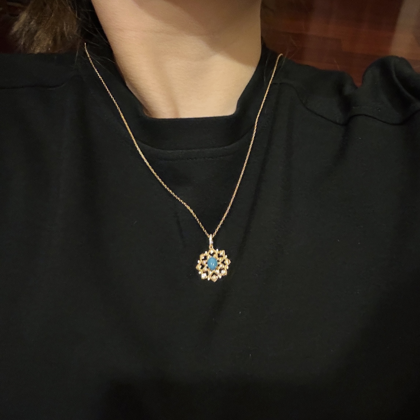 A5611 👑独立设计师款 火爆🎉时尚圈 精致 雪花❄️ 蓝松石 项链 高端定制925纯银微镶顶级工艺 