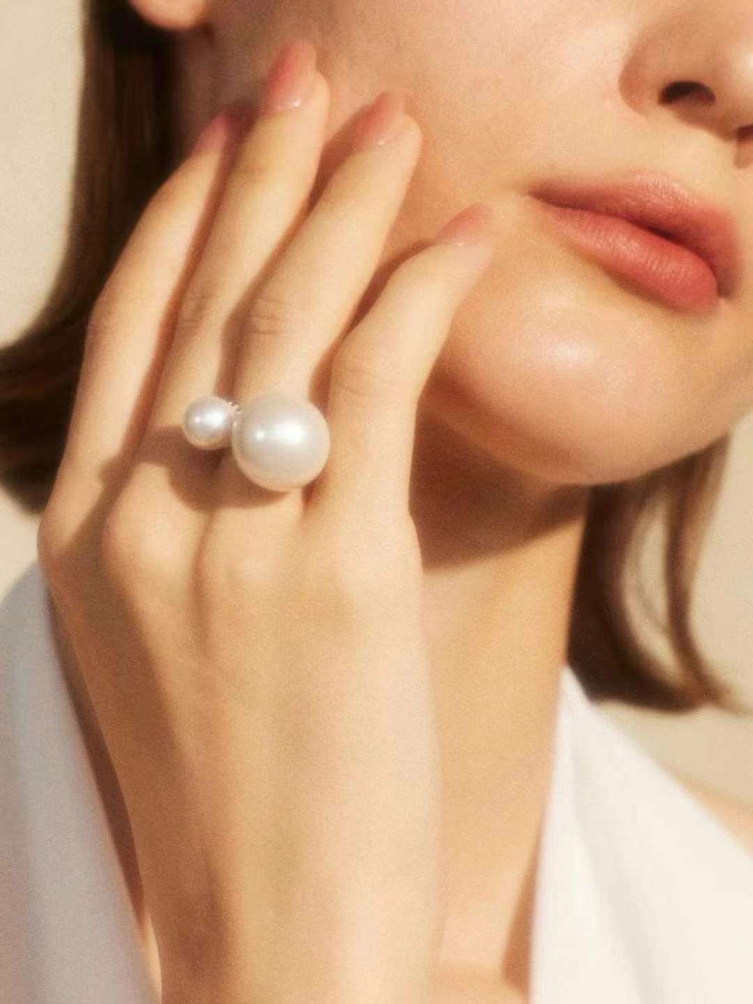 
A5985 👑 火爆 mikimoto  双珍珠 开口戒指 超级受欢迎的热门百搭款 国外时尚博主人明星