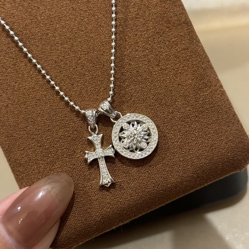 Cross Compass Pendant Necklace S925 Sterling Silver Designer Style 1 Cross Compass Pendant Necklace S925 Sterling Silver Designer Style