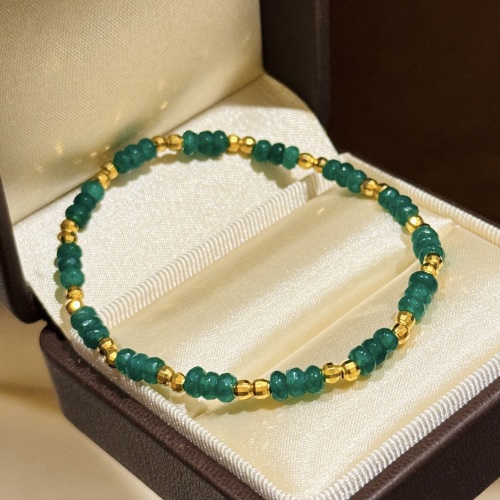 Emerald Chalcedony Bracelet with Silver and Gold Beads - Gift Ready 1 Emerald Chalcedony Bracelet with Silver and Gold Beads - Gift Ready