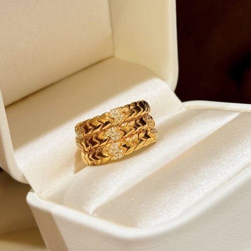 Elegant Gold Plated 925 Sterling Silver Snake Bone Ring with Diamonds