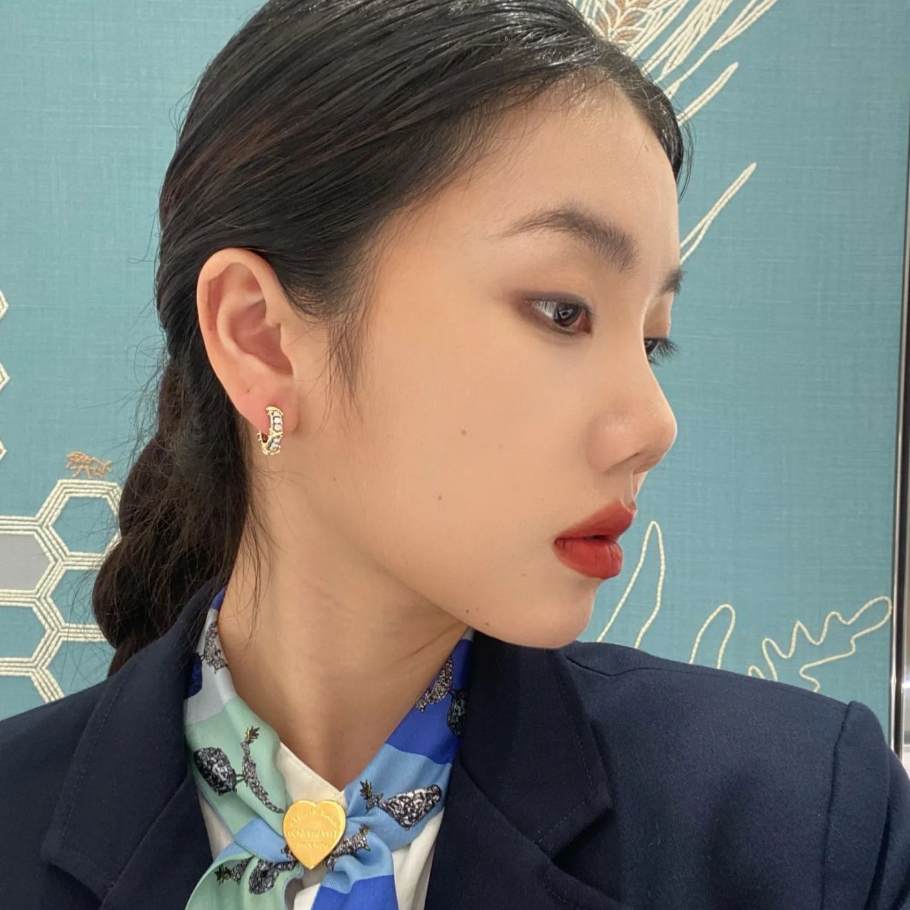 
A5139 👑T家 Schlumberger系列 交叉 分色满钻 耳拍 德国进口s925纯银镀金 抛光
