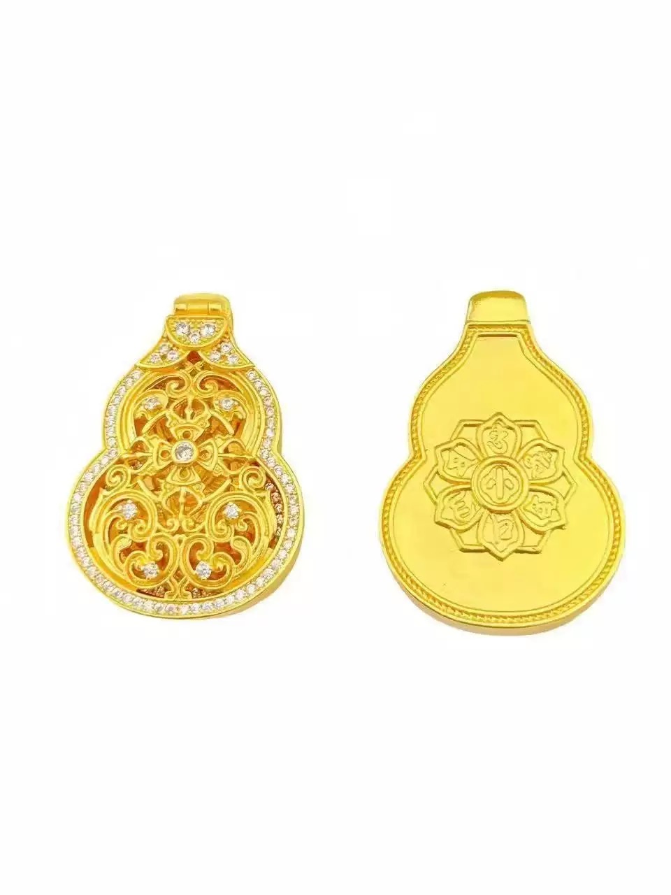 
A6067 👑纯银古法黄金工艺 葫芦 可开盖 财神爷 拉丝磨砂葫芦  金丝绳项  葫芦自古就有“福禄吉