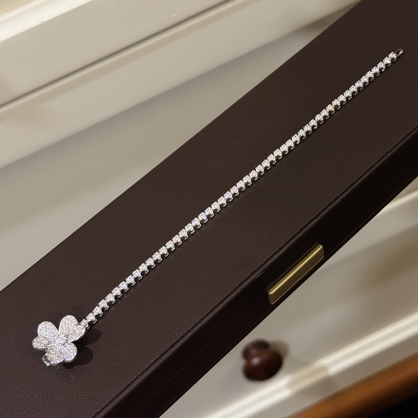
A6189 👑Cleef & ArPels 梵家 🍀三叶草 满钻 手链 Frivole系列 S925纯