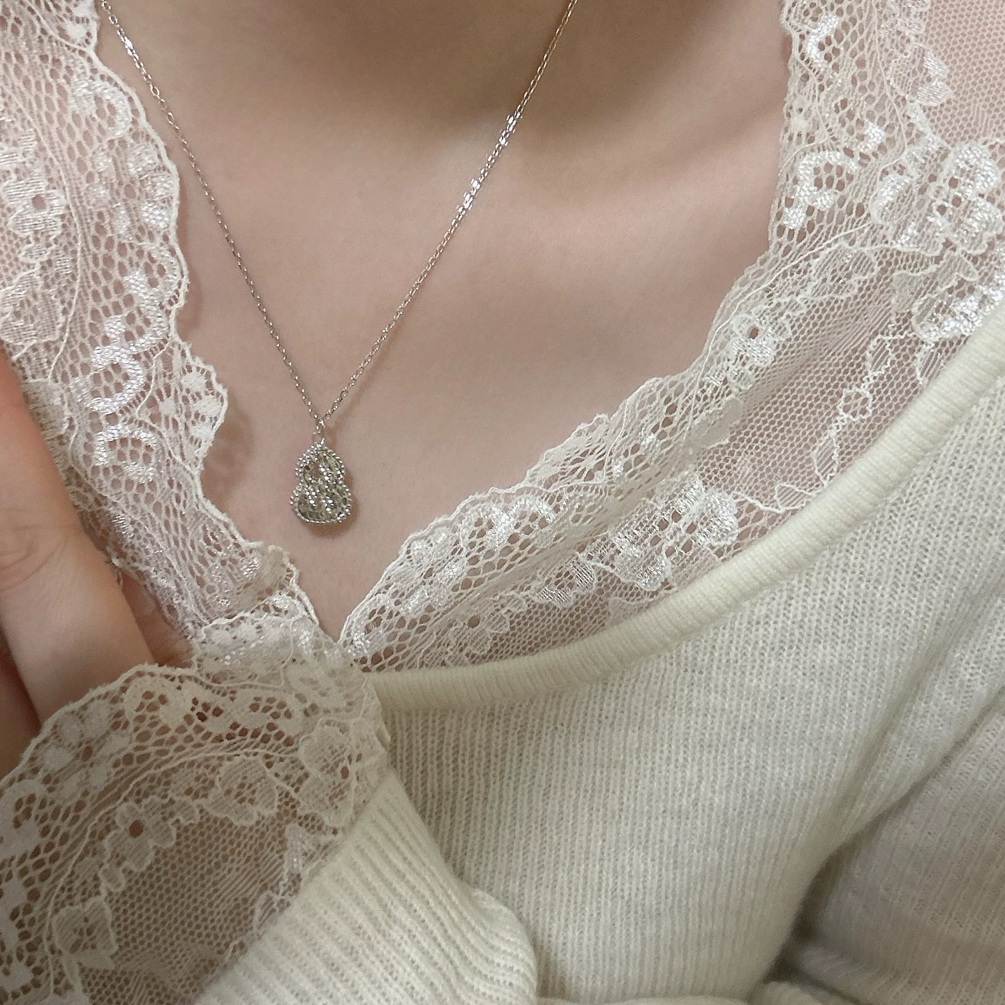  
A5468   👑 古法工艺 新中式碎碎冰 葫芦 项链 高级感拉满 可调节 通体S925纯银材质 C