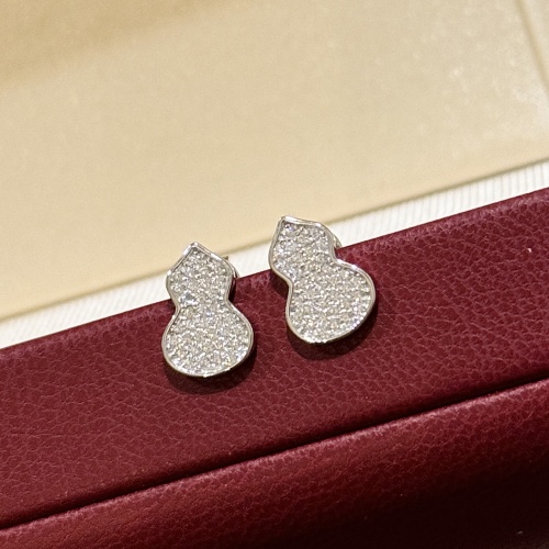 Wulu Inspired Lucky Gourd Stud Earrings, 925 Sterling Silver, Platinum Plated