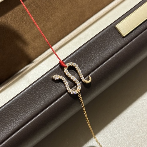 Snake Design Red Rope Bracelet with Full Diamond - Gold Plated S925 Silver 1 Snake Design Red Rope Bracelet with Full Diamond - Gold Plated S925 Silver