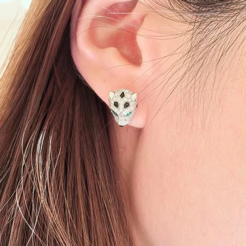 Elegant Panther Head Stud Earrings, S925 Sterling Silver, Emerald Eyes 6 i1750934729996 4102 0 5