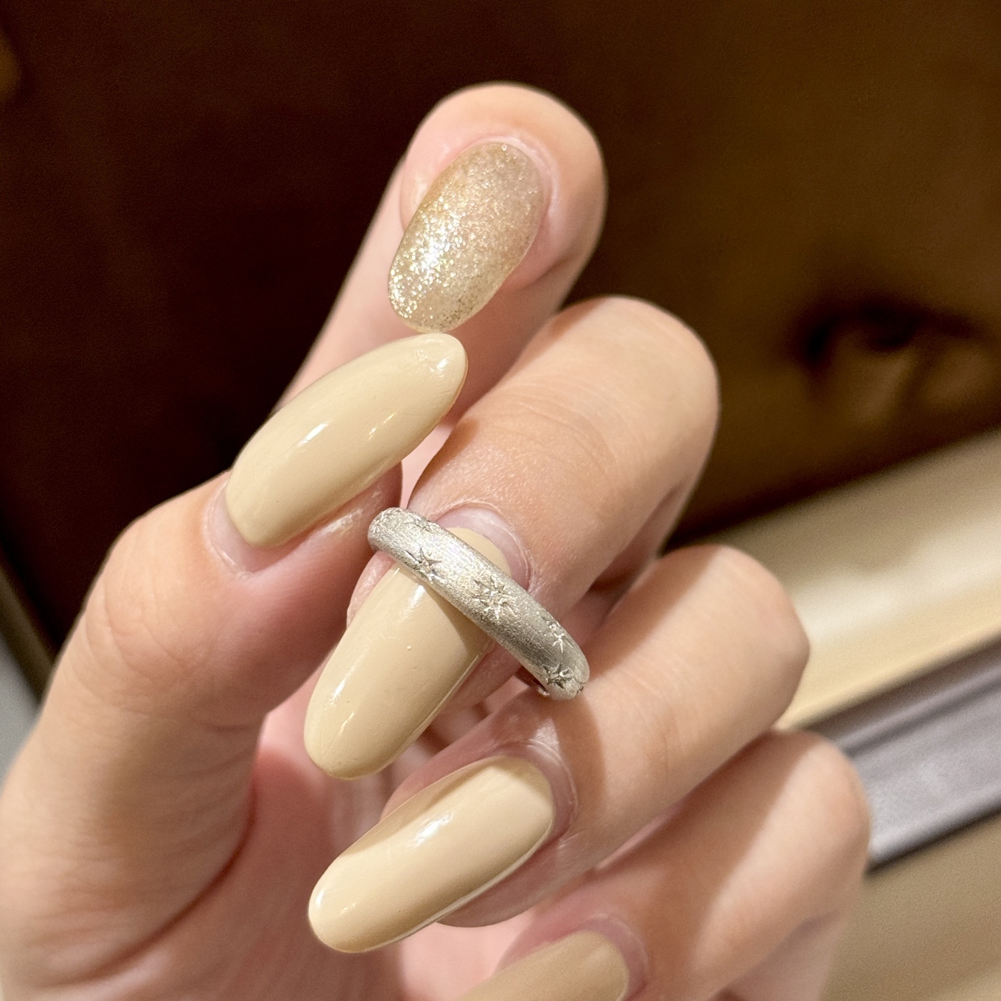  
A6342👄独立设计师 中古系列 Vintage 八芒星 拉丝 戒指💍必入款！超级超级百搭 经典款永